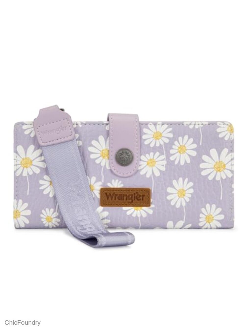 Faux Leather Bifold Wallet Floral RFID Wristlet Clutch Card Holder